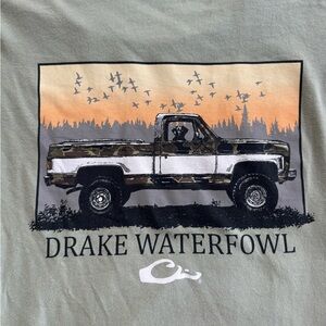 Drake Green Short Sleeve Tee with Truck Graphic